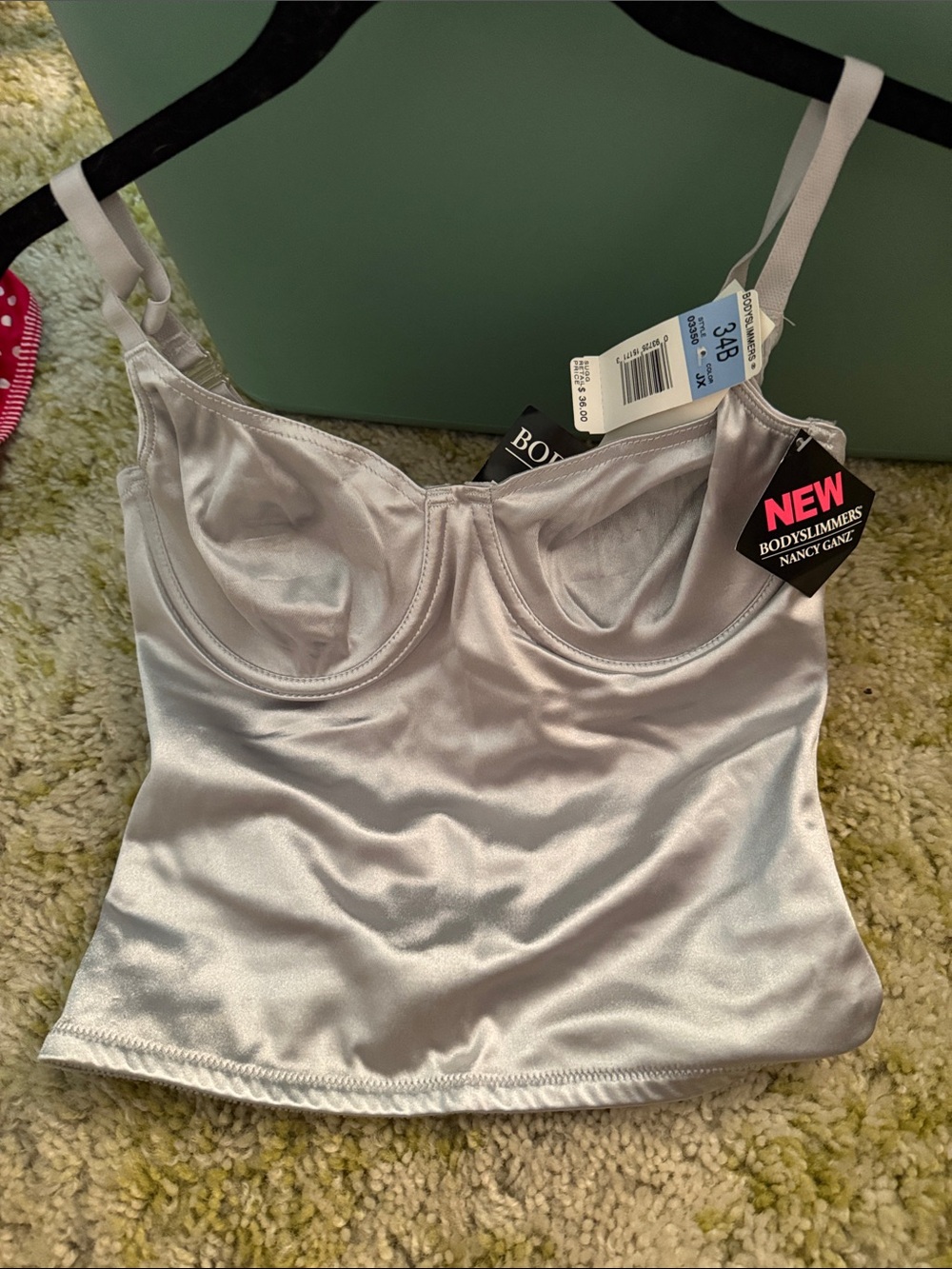 Nancy Ganz Silver Satin Camisole Shaper with Underwire
